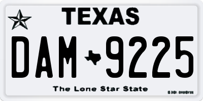 TX license plate DAM9225