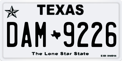 TX license plate DAM9226
