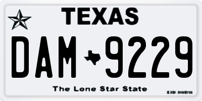 TX license plate DAM9229