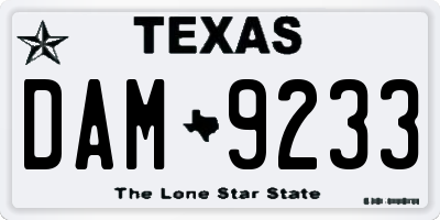 TX license plate DAM9233