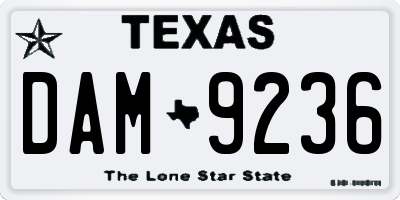 TX license plate DAM9236