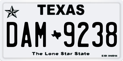 TX license plate DAM9238