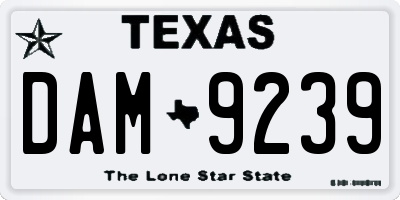 TX license plate DAM9239