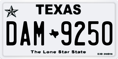 TX license plate DAM9250