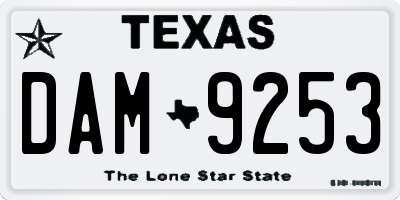 TX license plate DAM9253