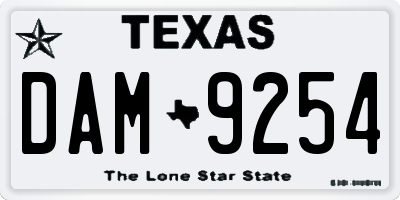 TX license plate DAM9254