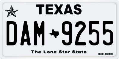 TX license plate DAM9255
