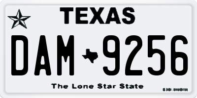 TX license plate DAM9256