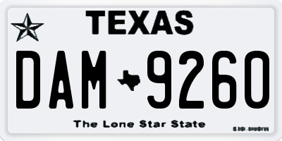 TX license plate DAM9260
