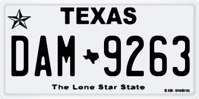 TX license plate DAM9263