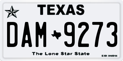 TX license plate DAM9273