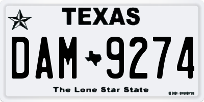 TX license plate DAM9274