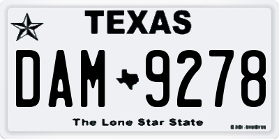 TX license plate DAM9278