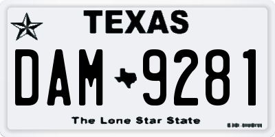 TX license plate DAM9281