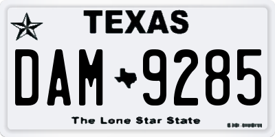 TX license plate DAM9285