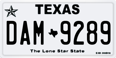 TX license plate DAM9289