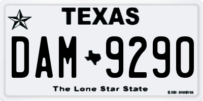 TX license plate DAM9290