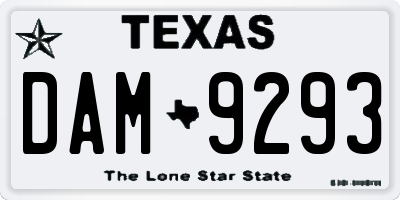 TX license plate DAM9293