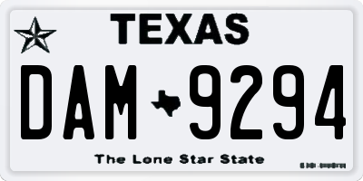 TX license plate DAM9294