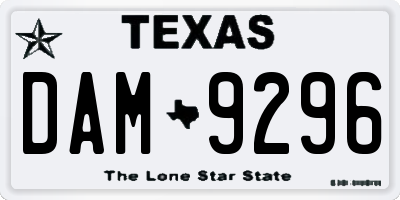TX license plate DAM9296