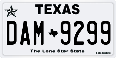 TX license plate DAM9299