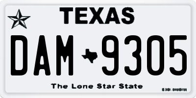 TX license plate DAM9305