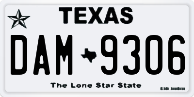 TX license plate DAM9306
