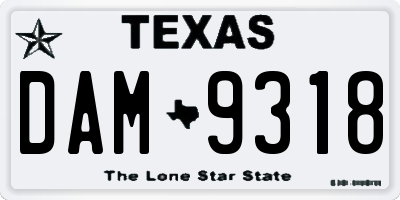TX license plate DAM9318