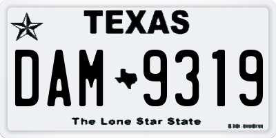 TX license plate DAM9319