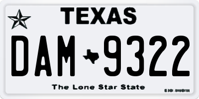 TX license plate DAM9322