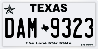TX license plate DAM9323