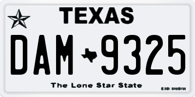 TX license plate DAM9325