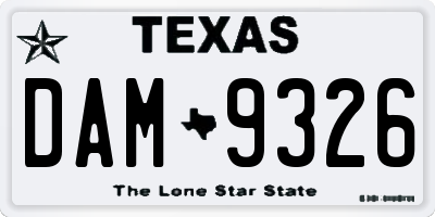 TX license plate DAM9326