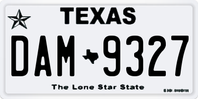 TX license plate DAM9327