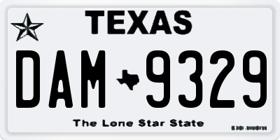 TX license plate DAM9329