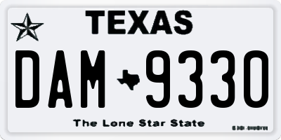 TX license plate DAM9330