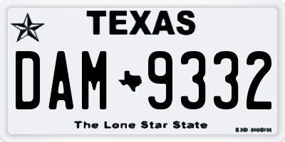 TX license plate DAM9332
