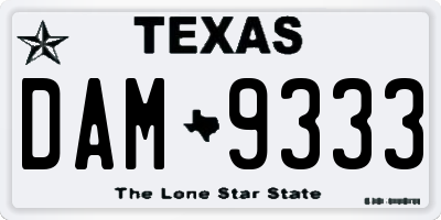 TX license plate DAM9333