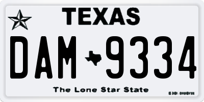 TX license plate DAM9334