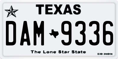 TX license plate DAM9336