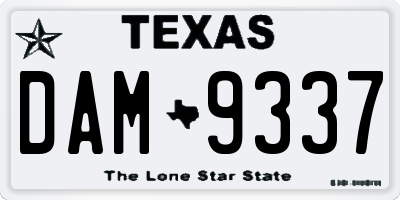 TX license plate DAM9337