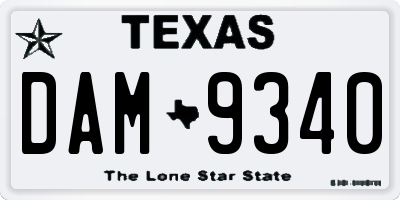 TX license plate DAM9340