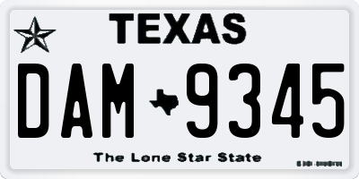 TX license plate DAM9345