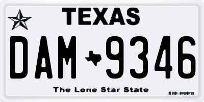 TX license plate DAM9346