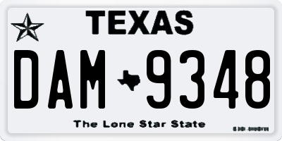 TX license plate DAM9348