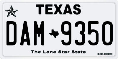 TX license plate DAM9350