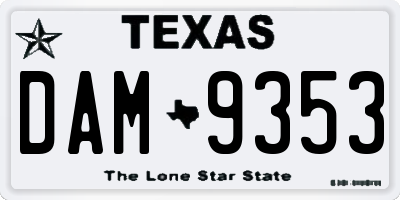TX license plate DAM9353