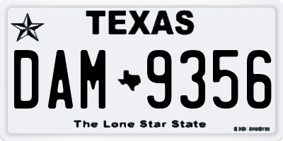 TX license plate DAM9356