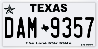 TX license plate DAM9357