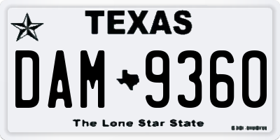 TX license plate DAM9360